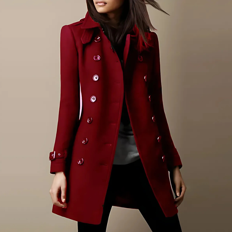 Belted Cuffs Dubbel Breasted Trench Coat Dames