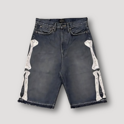 Klassiek Botten Borduursel Vervaagd Washed Denim Shorts