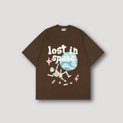 Skelet Lost in Space Grafisch Afdrukken Streetwear Shirt