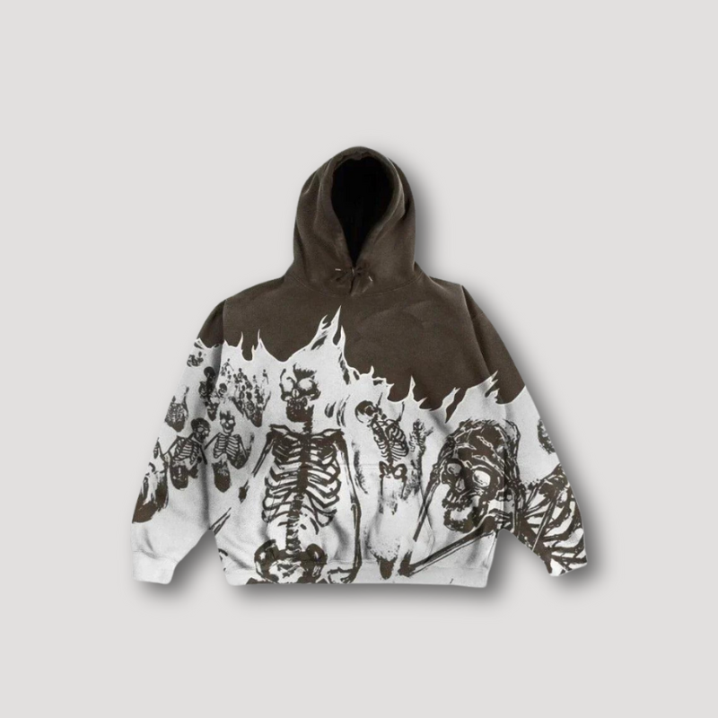 Skeletten in Vlammen Grafische Print Streetwear Y2K Hoodie