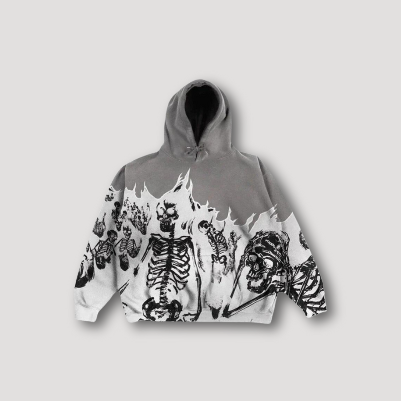 Skeletten in Vlammen Grafische Print Streetwear Y2K Hoodie