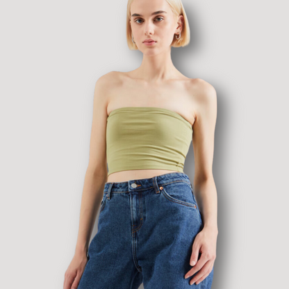 Olijfgroen Zomer Strapless Cropped Cut Tube Top