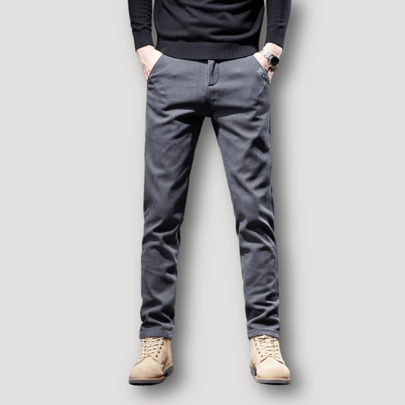 Micro Geruite Patroon Slim Fit Textuuur Chino Broek Heren