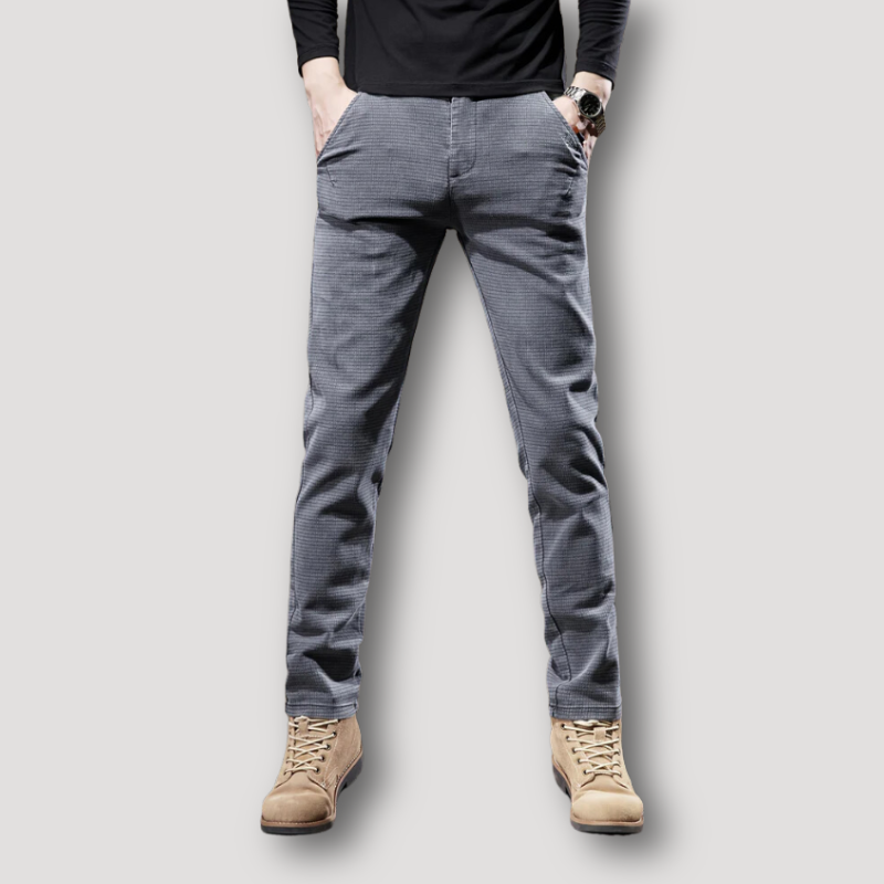 Micro Geruite Patroon Slim Fit Textuuur Chino Broek Heren