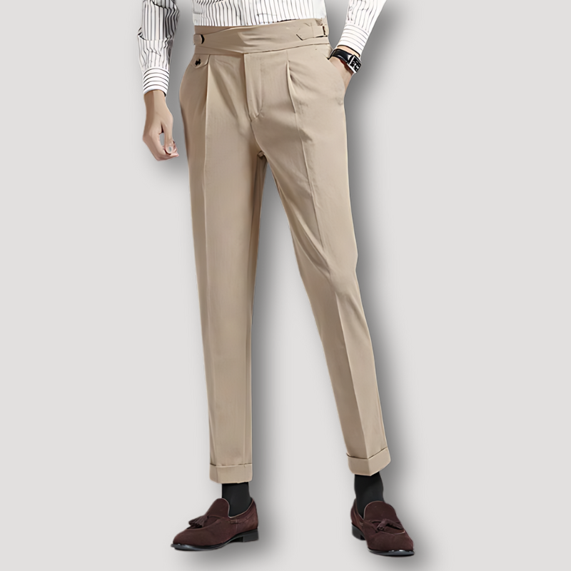 Op Maat Gemaakt Slim Fit Pleated Chino Pants