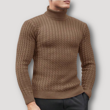 Slim Fit Kabel Breisel Turtle Neck Sweater Mannen