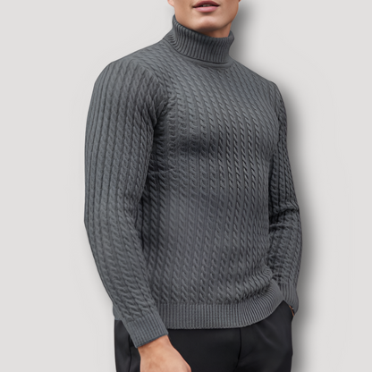 Slim Fit Kabel Breisel Turtle Neck Sweater Mannen