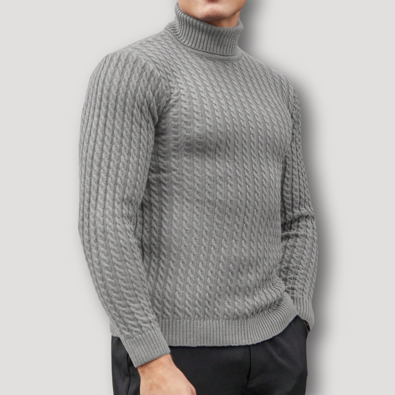 Slim Fit Kabel Breisel Turtle Neck Sweater Mannen