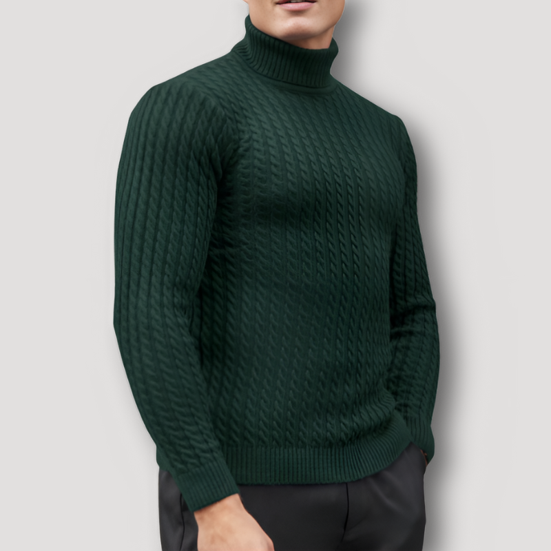 Slim Fit Kabel Breisel Turtle Neck Sweater Mannen