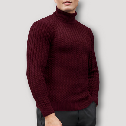 Slim Fit Kabel Breisel Turtle Neck Sweater Mannen