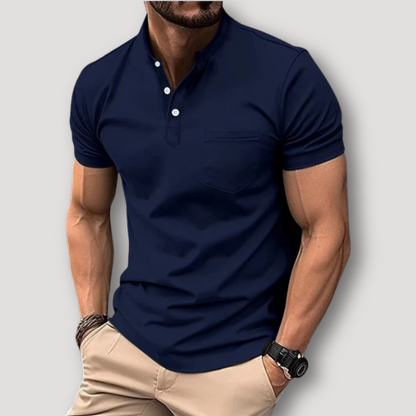 Half Button Up Korte Mouw Slim Fit  Henley Polo Shirt  Heren