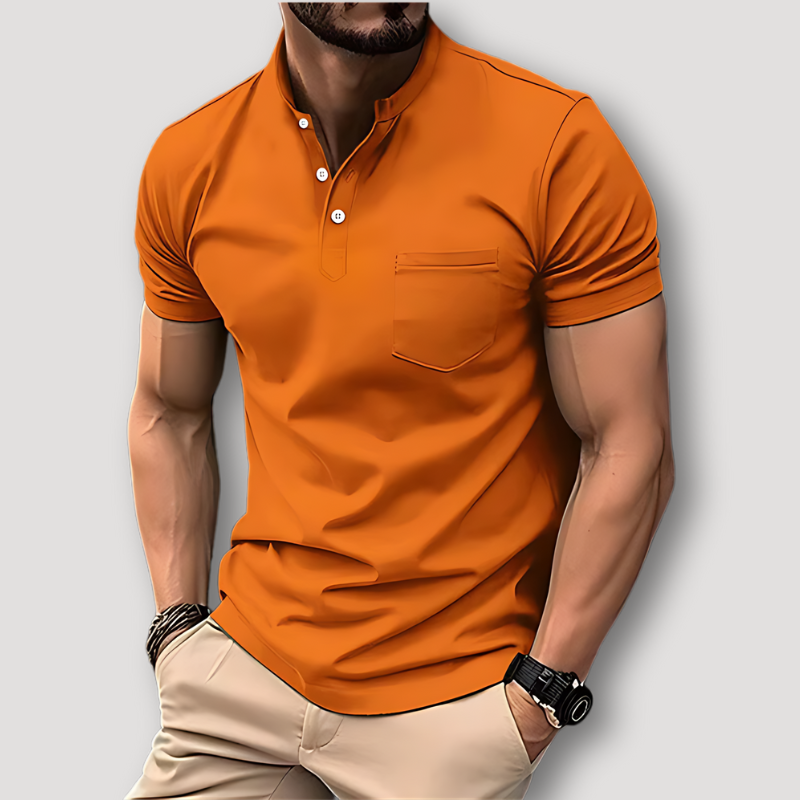 Half Button Up Korte Mouw Slim Fit  Henley Polo Shirt  Heren