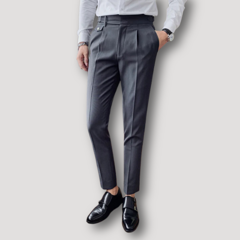 Bedrijf Smart Casual Pleated Slim Fit Pak Broek Vintage