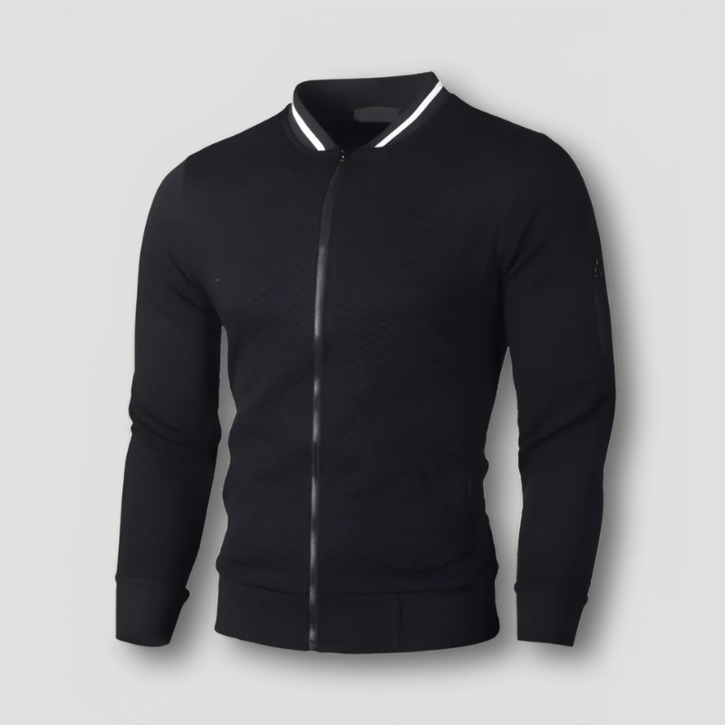 Sportief Gestructureerd Quilted Patroon Form Fitting Bomber Jas