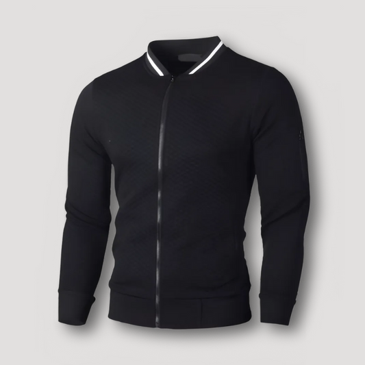 Sportief Gestructureerd Quilted Patroon Form Fitting Bomber Jas