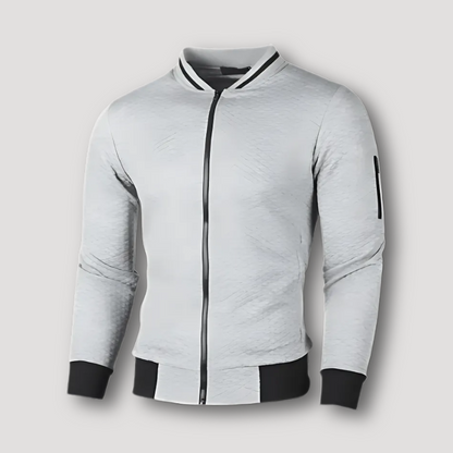 Sportief Gestructureerd Quilted Patroon Form Fitting Bomber Jas