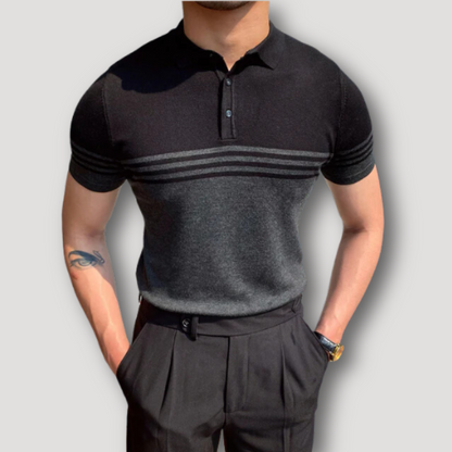 Gebreid Gestreept Kleur Contrast Polo Shirt Heren