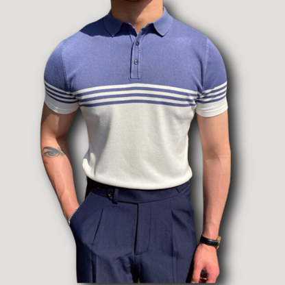 Gebreid Gestreept Kleur Contrast Polo Shirt Heren