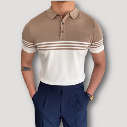 Gebreid Gestreept Kleur Contrast Polo Shirt Heren