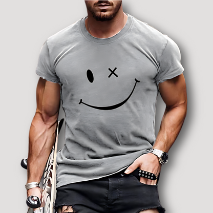 Smiley Grafisch Enkele Kleur Korte Mouw Printed T Shirt Mannen