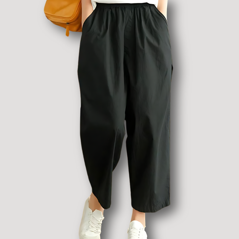 Minimalistisch Wide Leg Enkellengte Trousers Linen