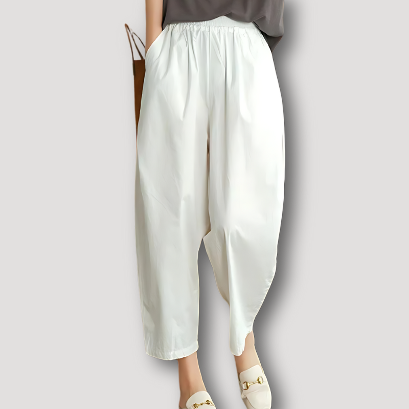 Minimalistisch Wide Leg Enkellengte Trousers Linen