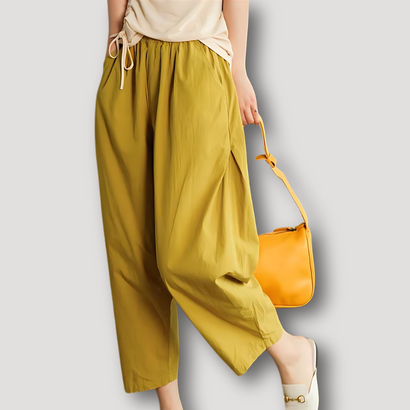 Minimalistisch Wide Leg Enkellengte Trousers Linen