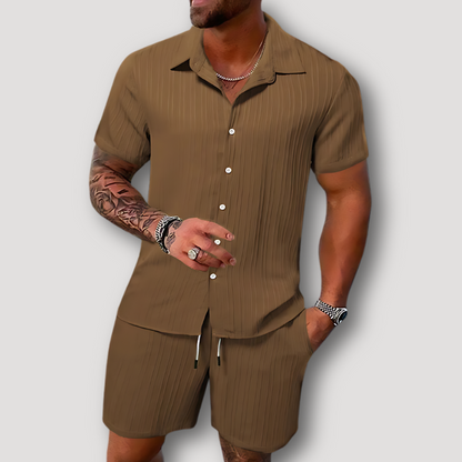 Korte Mouw Polo Koord Korte Zomer Outfit Set