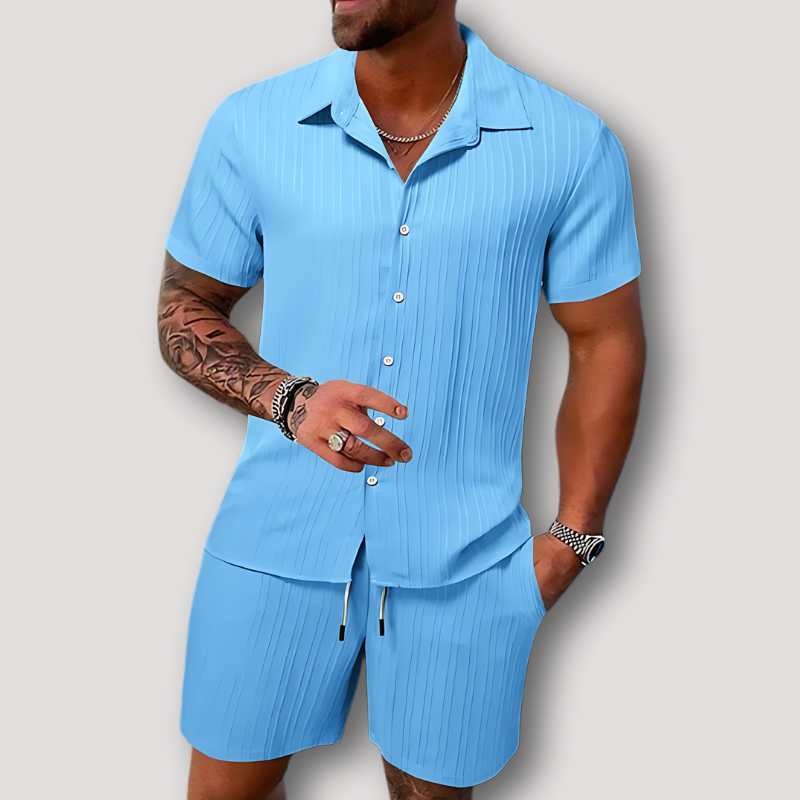 Korte Mouw Polo Koord Korte Zomer Outfit Set