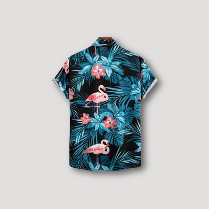 Flamingo Tropische Print Button Up Kraag Shirt Mannen