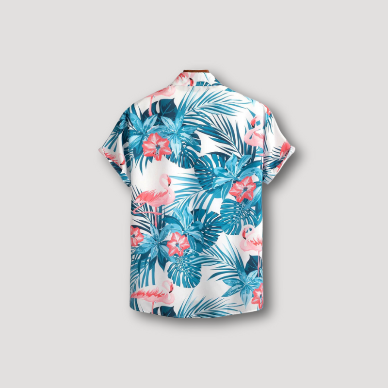 Flamingo Tropische Print Button Up Kraag Shirt Mannen