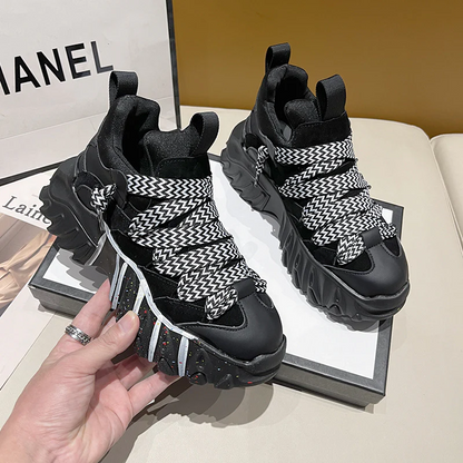 Zachte Leren Platform Chunky Sneakers