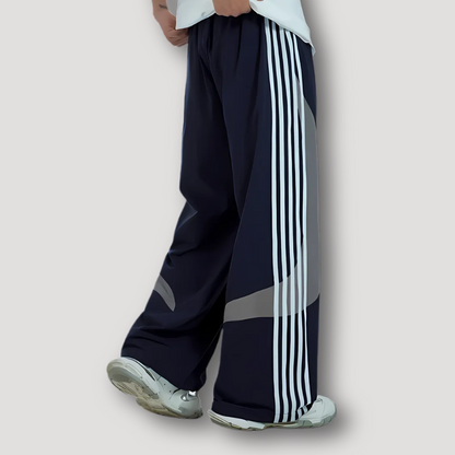 Verticale Streep Kleurblok Oversized Athletic Joggingbroek