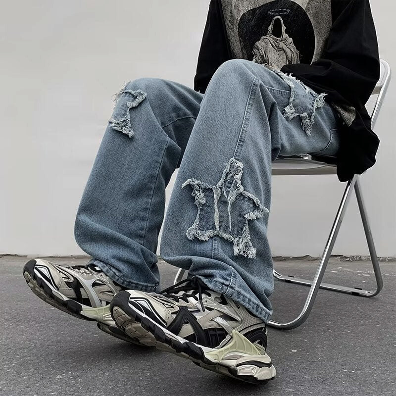 Y2K Hip Hop Star Patchwork Jeans - Streetwear voor mannen en Vrouwen