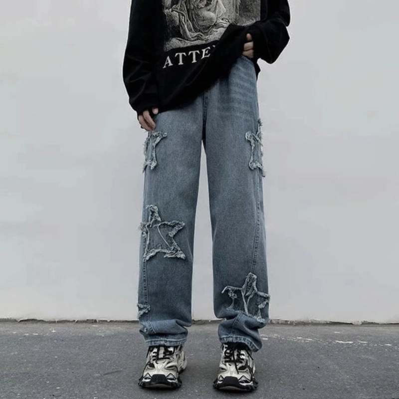 Y2K Hip Hop Star Patchwork Jeans - Streetwear voor mannen en Vrouwen