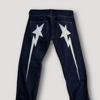 Y2k Star Lightning Bout Terug Zak Graphic Print Jeans