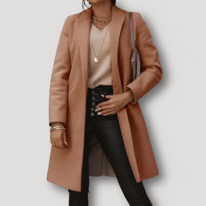 Lapel Collar Klassiek Aangepast Fit Lange Coat Dames