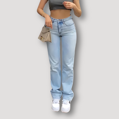 High-waisted Straight Leg Klassiek Denim Jeans