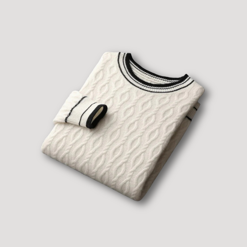 Ribtricot Merino Wol Sweater Crew Neck