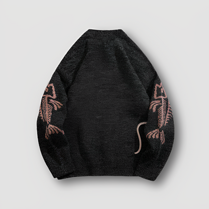 Poesje Denkende Vissen Grafisch Print Sweater Crew Neck