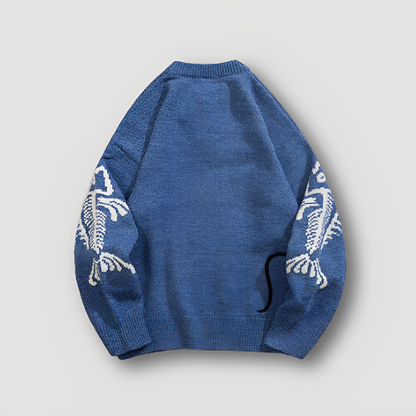 Poesje Denkende Vissen Grafisch Print Sweater Crew Neck