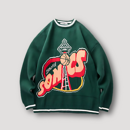 Seattle Super Sonics Grafischm Geribbeld Knitted Sweater