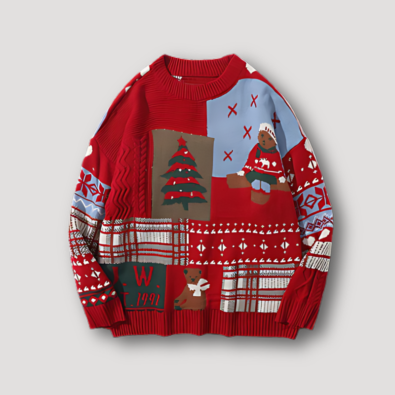 Feestelijk Teddy Bear Kerstmotief Knitted Sweater