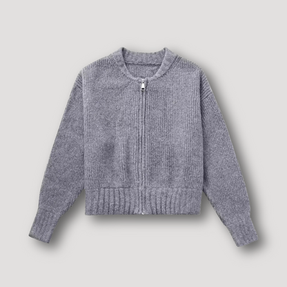 Zip Up Lange Mouw Cardigan Rib Knitted Sweater