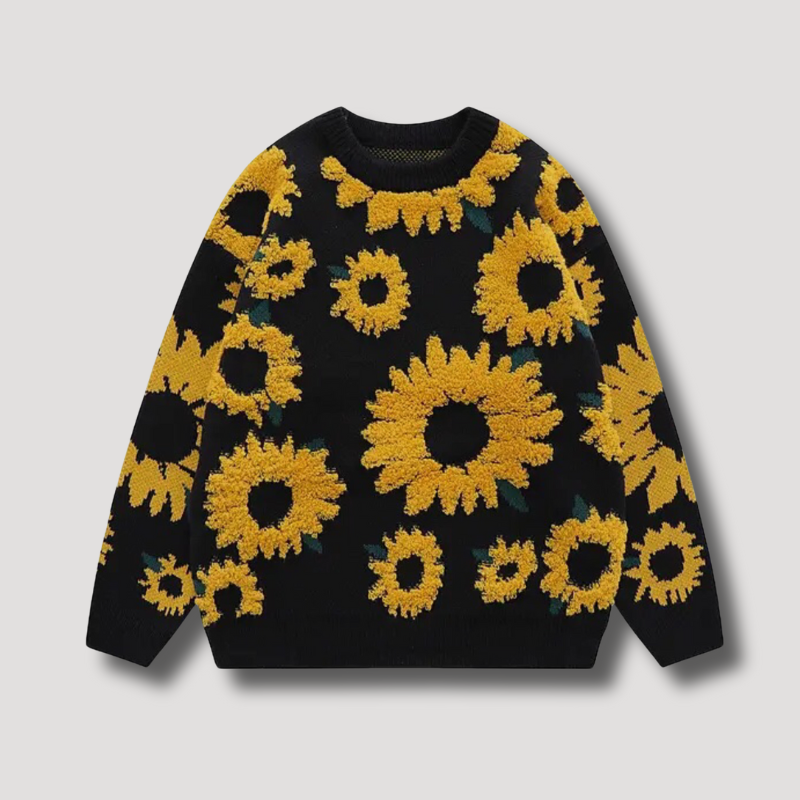 Y2k Sunflower Embroidery Sweater - Streetwear voor vrouwen