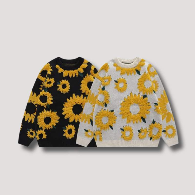 Y2k Sunflower Embroidery Sweater - Streetwear voor vrouwen