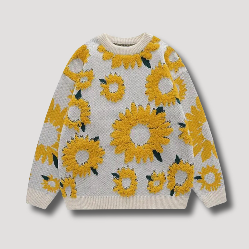 Y2k Sunflower Embroidery Sweater - Streetwear voor vrouwen