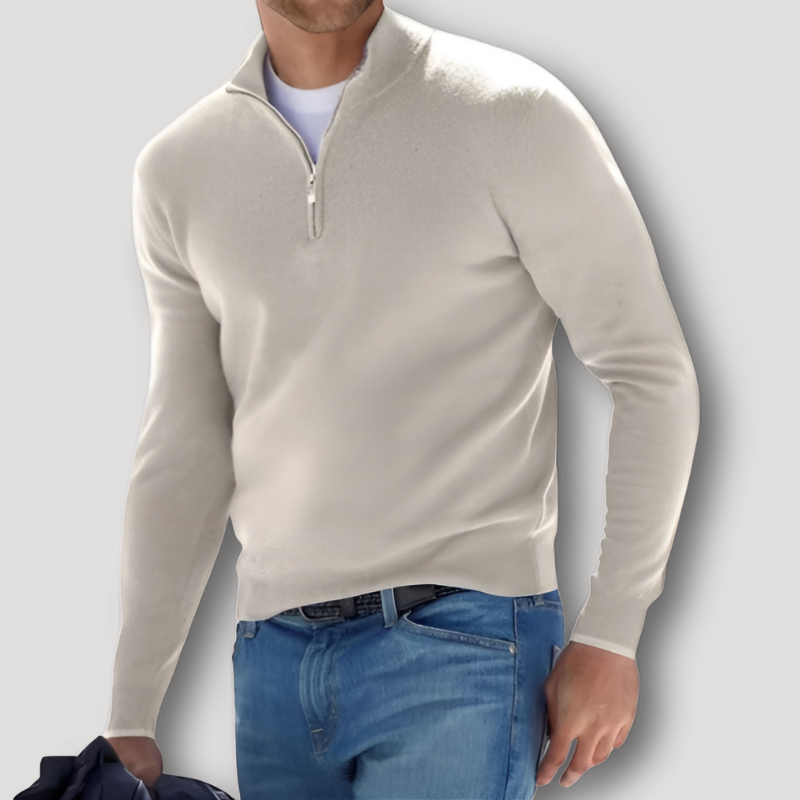 Klassiek Kasjmier Wol Quarter Zip Sweater Mannen