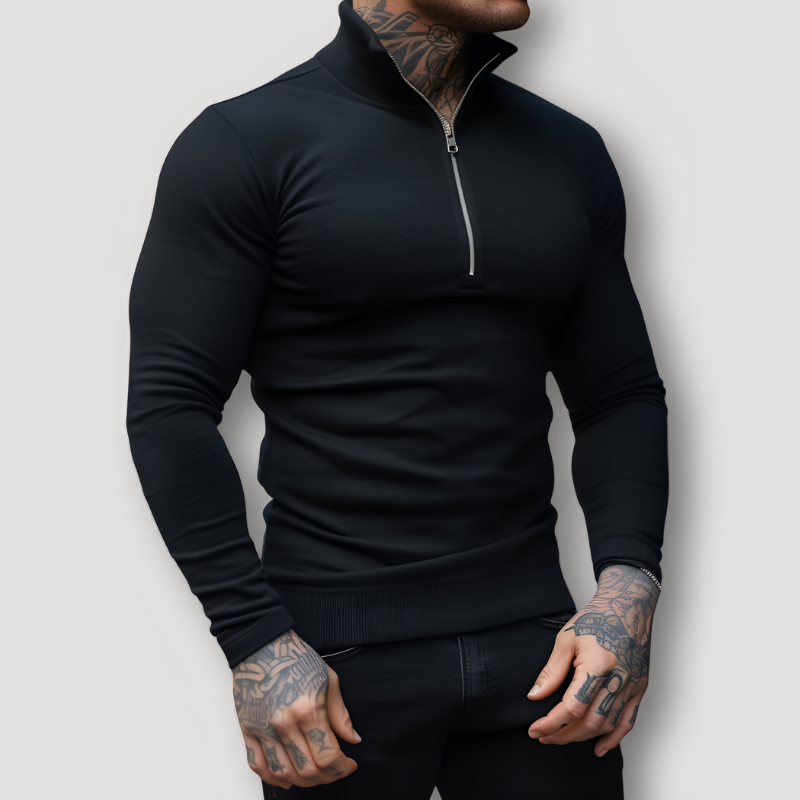 Quarter Zip Muscle Fit Pullover Sweater