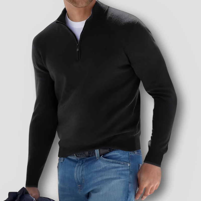 Klassiek Kasjmier Wol Quarter Zip Sweater Mannen